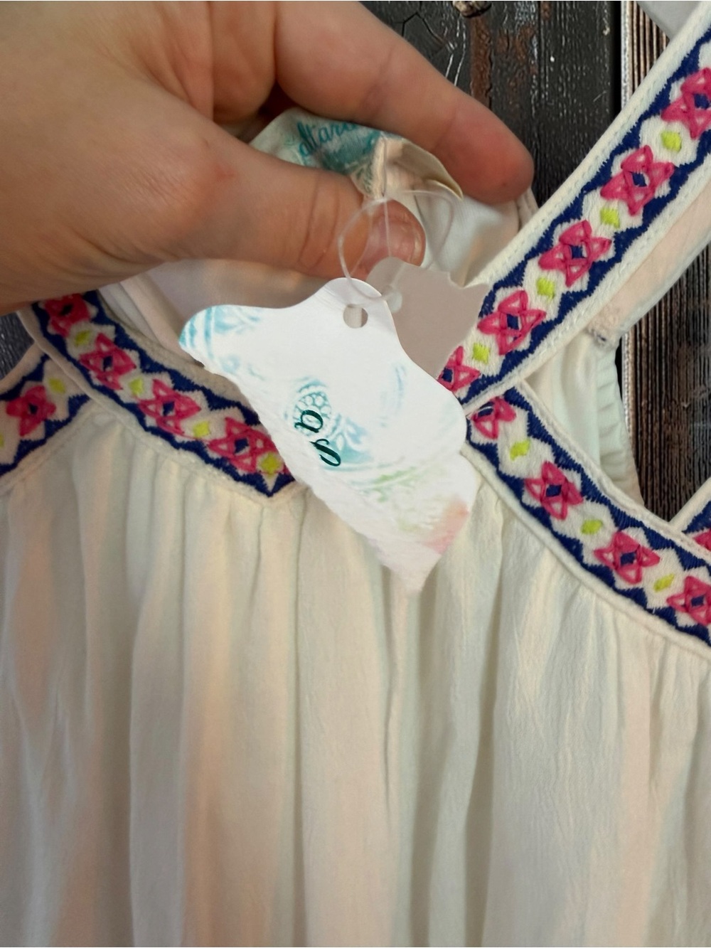 Altar'd State White Mini Dress with Pink Embroidered Trim - Picture 10 of 11